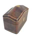 Vintage Embossed Brown Leather Gilt Double Deck Playing Card Holder Box Italy