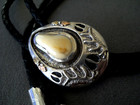 Southwestern Elk Tooth sterlin Silver 12k Gold antlers footprints bolo Tie  Rare