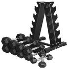 Rubber-coated Hex Dumbbell Set With A-frame Rack  pairs  Weight Fitness Curl