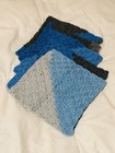 5 Hand Crochet Dish Cloths 100  Cotton Fiber New Unused  Unwashed Blues   Grays