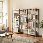Triple Bookshelf  Bookcase With 11 Open Display Shelves  4 Tier Rustic Brown