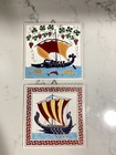 Handpainted Greek Ceramic Wall Tiles Ancient Ship Knossos One Tile Chipped