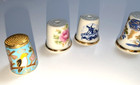 Vintage Collectible Thimbles Variety Of 5 Cloisonne And Brass And One Deft Blue