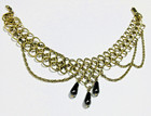 Vtg Copper Closure 11 5  Gold Tone Black Ankle Bracelet Anklet Attachto Necklace