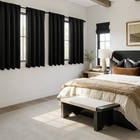 Blackout Curtains 4 Panels Sets Black 63 Inch Length  Top And Bottom Rod Pock   