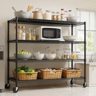 55x24x75 Inch Wire Shelving Unit With Wheels Steel 4 Tier Heavy Duty Layer Rack