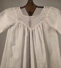 Victorian 19th C White Cotton Baby Dress W Lace Neckline