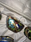 Vintage Pill Box Case Set Of 8 Gold Tone Enamel Teal Inside Trinket Pill Box