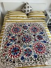 Antique Vintage  Uzbek Embroidery Suzani Bed Cover  Bedspread 137x134cm