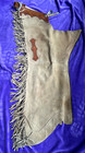 Suede Leather Tooled Top Silver Buckle Western Ranch Cutting Reining Show Chaps