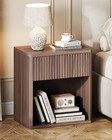  Wood Night Stand  Fluted Nightstand With Smooth-sliding Drawer  Brown