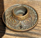 Antique Eastlake Victorian Cast Brass Door Knob Back Plate Rosette Escutcheon