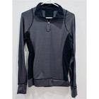 Reva Womens Medium Gray Black Striped Quarter Zip Running Top Thumbholes