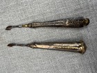 Vintage Ornate Dental Scraper Instruments Set 2 Gold Tone Metal Handles Antique