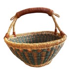 Authentic Colorful African Handwoven Market Basket  13 1 2inches  Medium Size