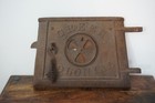 Antique Green Colonial Cast Iron Coal Wood Stove Door - Door Only
