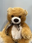 First   Main Toby Plush 14  Stuffed Animal Bear Toy Brown Cream Plaid Tie