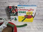 National s Christmas Tree Stand Vintage 1970s Boxed Red Green Steel Enamel 