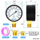 0100psi 2  Dial Face 1 4  Npt Well Pump Pressure Gauge  With 1 2  Npt And 3 8   