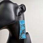Jameson Pete Navajo Turquoise Slab Earrings Sterling Silver French Wires  2 25 
