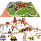 Kitoywod 100 Pcs Wooden Train Track Set  Toys Train Railway Vehicles For 3-10