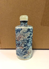 Antique Qing Dynasty Chinese Underglaze Blue And White Copper Red Snuff Bottle