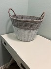 New Pd Home Willow Tub Large Wicker Basket - Sale  White And Grey -coastal Decor