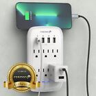 6 Outlet Extender 1225j Surge Protector With 4 Usb Charger Port Wall Adapter Tap