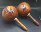 Vintage Handmade Hand Craved Scenes Maracas From Havana  9 5  Long