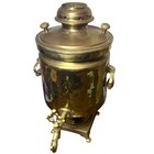 Antique Russian Brass Samovar Stamped Sergeev Tula Imperial Era Charcoal Tea Urn