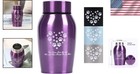 Durable Screw-top Stainless Steel Pet Urn - Purple Paw Design For Small Pets
