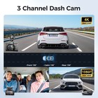 4k 3-channel Dash Cam Front rear cabin Uhd Dash Camera Wifi gps App Night Vision
