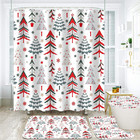 Winter Christmas Shower Curtain Set-xmas Tree Theme Bathroom Set Christmas Decor