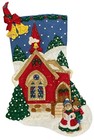 Finished Handmade Bucilla Felt Christmas Stocking O Holy Night Sequin Church