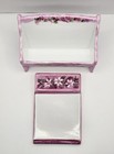 Vintage Signed Handpainted Floral Desk Vanity Set Paper Pen Holder Pink White