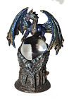 8   Dragon Foresight Holding Crystal Ball Gothic Fantasy Statue Bronze Finish