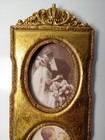 Vtg Victorian Style Picture Frame For 3 Pictures Gold Gilted 17x5