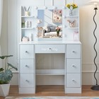 White Vanity Dressing Table Set With Led Mirror 7 Drawers Makeup Desk Bedroom