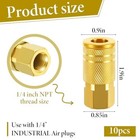  10 Pack 1 4 Inch Air Hose Fittings  Brass Ntp Female Industrial Coupler  