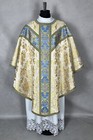Marian Chasuble White Brocade Semi-gothic  Embroidery Burse Maniple Chalice Veil