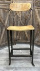 Rare Vintage 1930s Adjustable Drafting Chair Stool Industrial Metal   Birch Wood