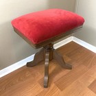 Antique Victorian Swivel Piano Vanity Stool Swivel Red Velvet