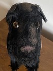 Rare Vtg Antq Black Mohair Scotty Dog Early On Wooden Wheels Chest Tag Bell 11   