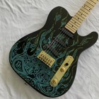 Blue Flame Swirl Solid Electric Guitar Maple Neck fretboard Tremolo Bridge