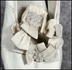 Antique Ladies  White Wedding Shoes W Bows Pearl Accents 