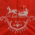Vintage Red Scandinavian Folk Embroidered Square Tablecloth 43 x43  Christmas