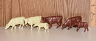 Vintage Lot Of 12 Marx Farm Animal Rubber Figure Brown White Cows Calf 1950s