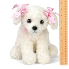     New Bearington Collection Plush Toy Maltese Stuffed White Dog Soft Pink Bow