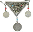 Ottoman Turkish   900 Silver Amulet   Coins Necklace L19th C Tugra Seal 69g Nice