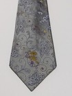 Vtg Countess Mara Gano-downs Gray Silver Paisley Floral Tie Embroidered Logo